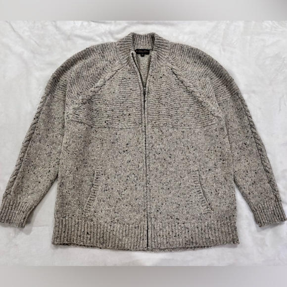 Brooks Brothers Men's Speckled Gray Zip-Up Sweater